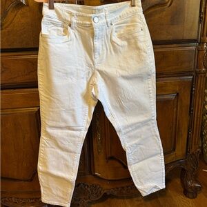 LOFT Women's Cropped White Jeans